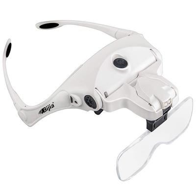 Lupa de Cabeza Recargable por USB Mejorada Bijia con Luz LED y Lupa Elástica para y Precisión 5 Lentes Intercambiables