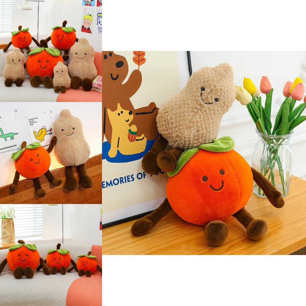 Novelty Plush Pillow With Persimmon And Peanut Animal Designs For Kids And Collectors