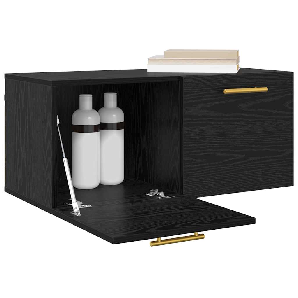 Wall Mounted Wall Cabinet Black Oak Effect 80 X 36.5 X 35 Cm