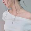 [26SS]_Oval Wave Ring Black String Surgical Necklace