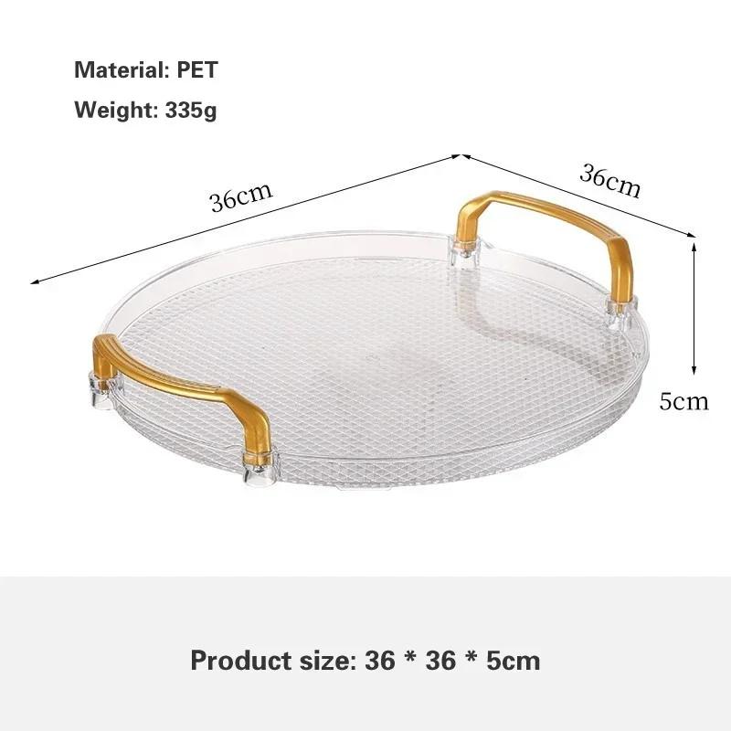 Household Tea Cups, Water Cups, Plastic Tea Trays Nordic Fruit Plate Commercial Storage Tray PET Light Luxury Circular Tray