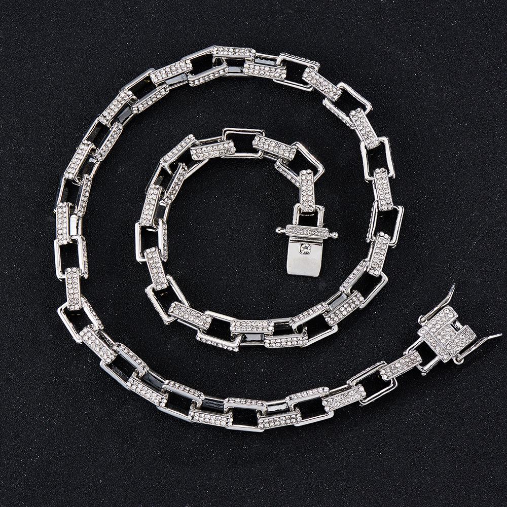 Unisex Retro Hip Hop Šperky: Náhrdelník s kubánským řetízkem s prasečím nosem z plných diamantů