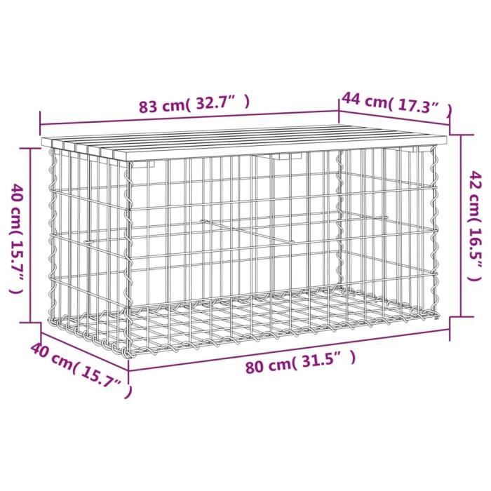 VidaXL Design Gabion Garden Bench 83x44x42 Cm Solid Pine Wood 834356