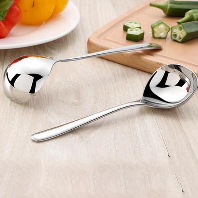 Hotel Cooking Kitchen Tool Stainless Steel Thicken Tableware Soup Spoon Dinner Scoop Soup Ladle