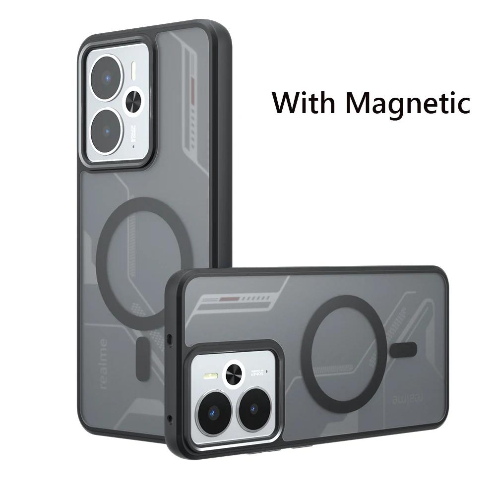 

Для Realme 14 5G Чехол Magentic Magsafe Матовый Акриловый Бампер для Realme14 14 T Беспроводная Зарядка Жесткий ПК+ТПУ Рамка Матовый Чехол For Realme 14 5G чёрный