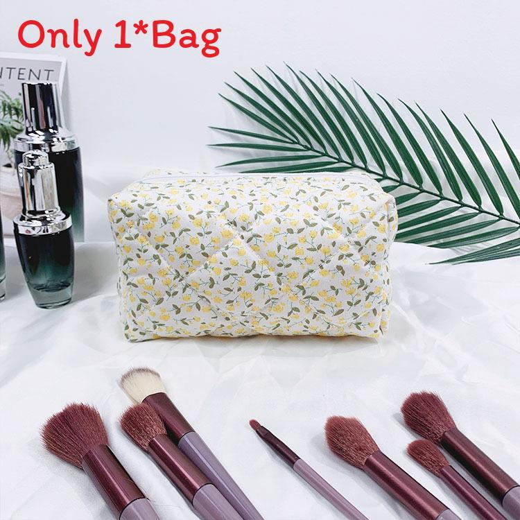 Floral Cotton Makeup Bag With Embroidery For Daily Use And Travel Storage