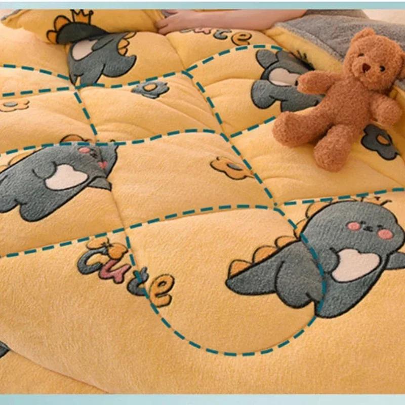 Double Sided Velvet Thickened and Encrypted Winter Quilt Soft and Skin Friendly Lamb Wool Winter Duvet Breathable Single Blanket