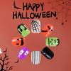 Halloween Cobweb Bat Faux Nail Short Square Manicure Tips Sparkling Press On Nail 24pcs Not Require Adhesive