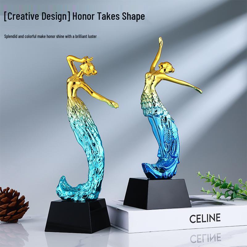 Peacock Dance Crystal Resin Trophy - Custom Latin Ballet Children's Competition Souvenir