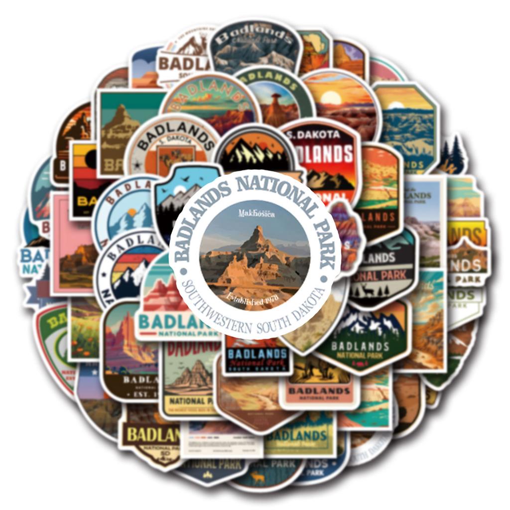 55 Badlands National Park Graffiti Stickers Decorative Scooter Waterproof Stickers