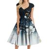 Women's Casual Fashion V-Neck Sleeveless  Printed Mid-Length Dress