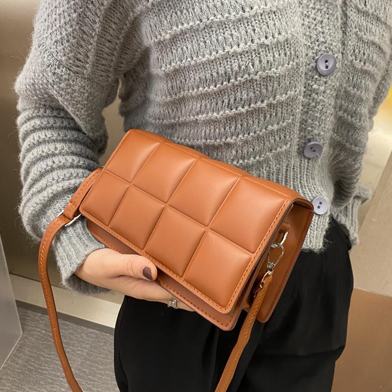 Women Plaid PU Leather Small Square Shoulder Crossbody Purse