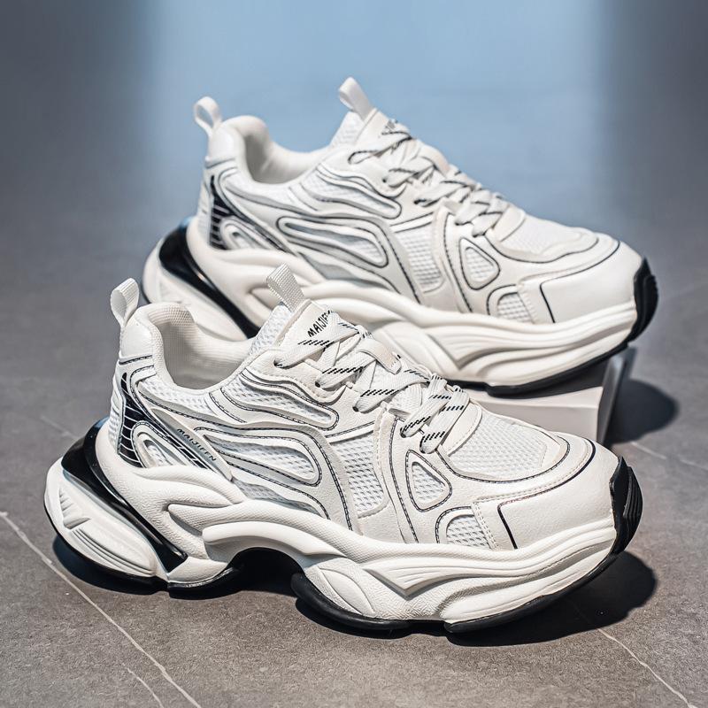 Herbst-Netz atmungsaktive lässige Sportschuhe Studenten dicke Sohle höhenverstellende Dad-Schuhe