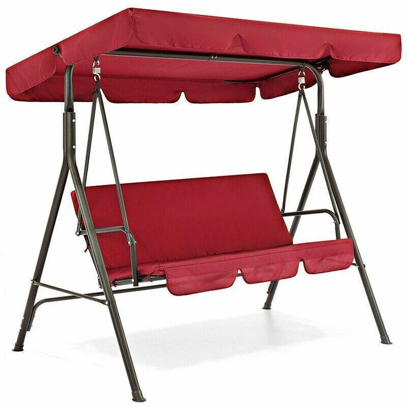 2025 New Replacement Swing Seat Canopy Cover Set Garden Chair Hammock Cushion 3 Seater Canopy Chair Cover (Frame Not Included)