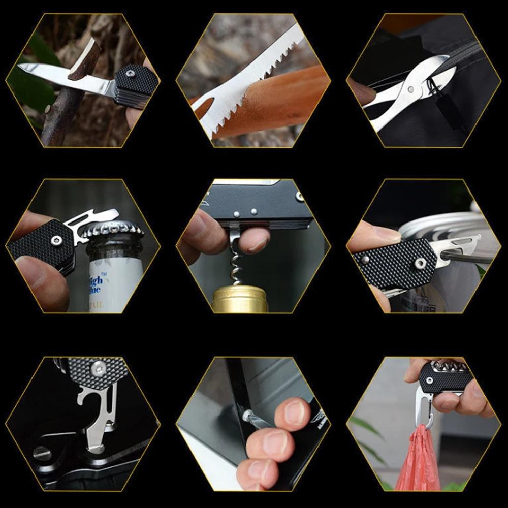 Coltello Pieghevole Multifunzionale Portatile 8 in 1, Multiuso per Sopravvivenza all'Aperto Campeggio, Coltelli da Tasca EDC, Attrezzi Manuali Portatili.