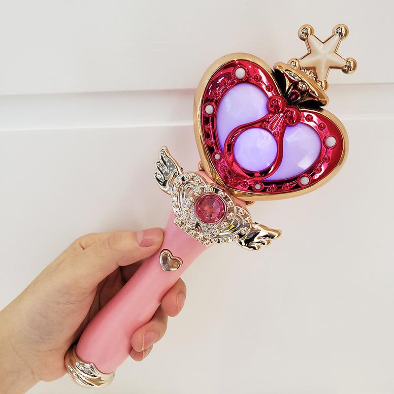 Varita Mágica Musical de Princesita Juguete de Plástico Estrella con Purpurina Varita de Hada Juguete para Niña Varita de Luz