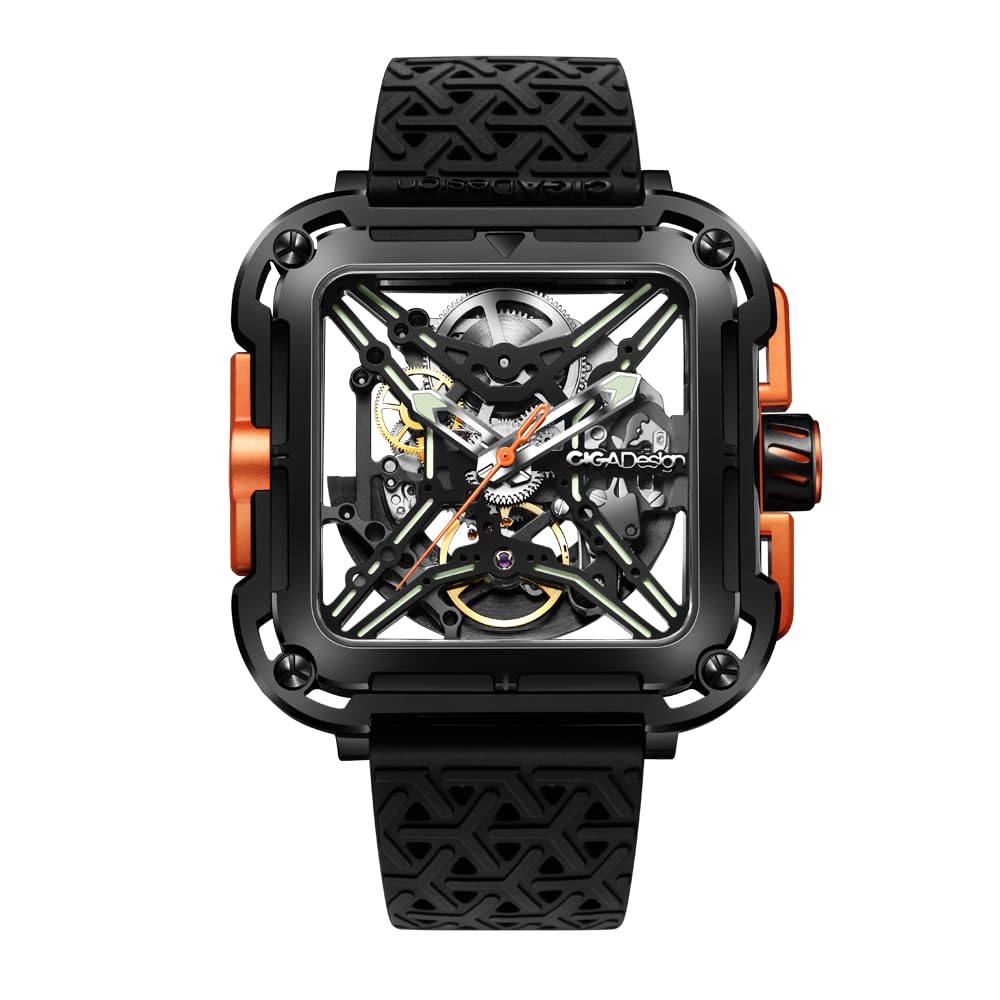 Automatic Watch CIGA Design Series X GORILLA Black Orange Genuine Product Black [SIGA Design] & X011-BLOG-W25BK Men's