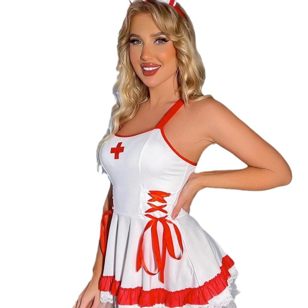 European and American Erotic Nurse Lingerie Uniform – Pure Desire Sexy Costume for Halloween