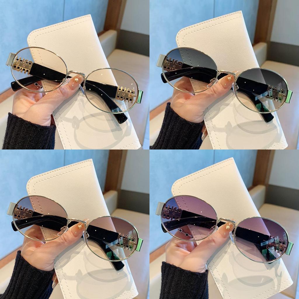 Vintage Metal Oval Sunglasses With Uv400 Protection For Fashionable Men And Women