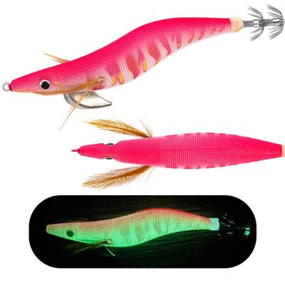 Wobbler 115mm 14.5g Squid Jig Luminous Webfoot Artificial Calamar Horizontal Wood Shrimp Sea Fishing Lures Sea Fishing