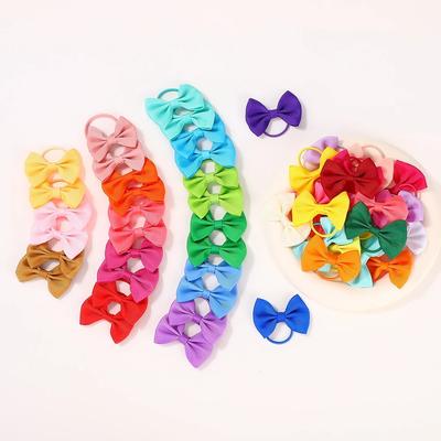 20/40Pcs/lot Baby Bows Ribbon Hairbands for Girls Ties Elastic Hairbands Infants Pigtail Holders Hair Accessories