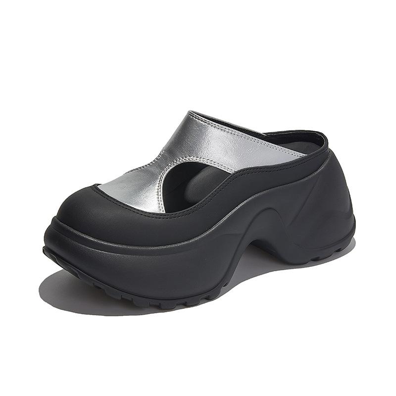 Baotou slippers women's 2025 summer new thick-bottomed heightening muffin versatile sandals women's casual and fashionable half-drag