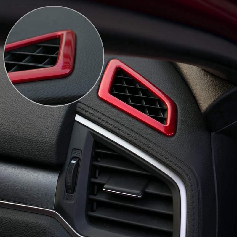 Dashboard Air Vent Wind Outlet Cover Trim Sticker for 10Th Gen Honda Civic 2016- - Red
