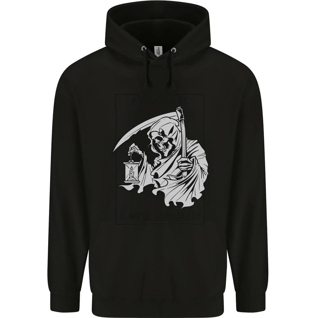 Wasted Life Grim Reaper Gothic Biker Skull Hoodie