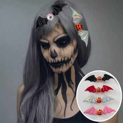 4PCS Y2k Halloween Hairpin Cosplay Bat Duckbill Side Clip Punk Bat Wings Hair Clip  Party Props
