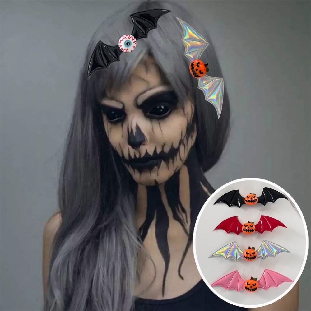 4PCS Y2k Bat Wings Hair Clip Resin Bat Duckbill Side Clip Cute Halloween Hairpin  Festival Gifts