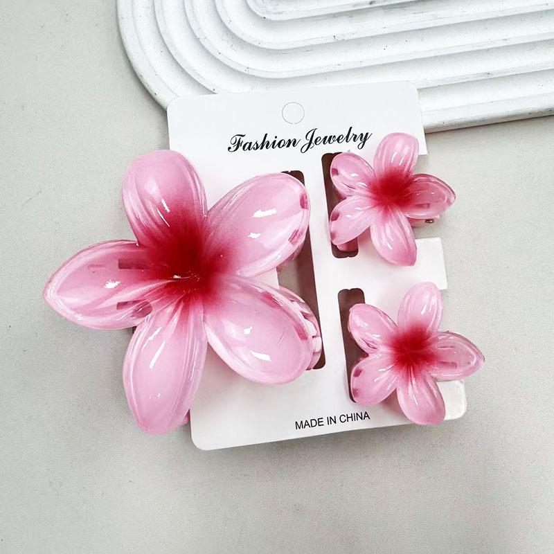 Sada skřipců do vlasů s frangipani: Květinové vlasové doplňky s imitací mramoru pro módní svátky