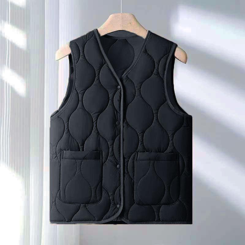 Spring, Autumn and Winter Down Cotton Vest Women's Light and Warm Vest Vest Loose Short Cotton Jacket Liner Elderly Man