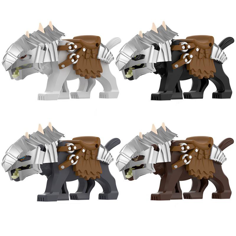 MOC Medieval Wolf Building Blocks Castle Army Knight Soldiers Figures Mount Animal Bricks Toys Gift DF004