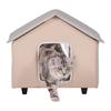 Elevated Heated Cat House Kitty Shelter with Heated Pad Brown Middle