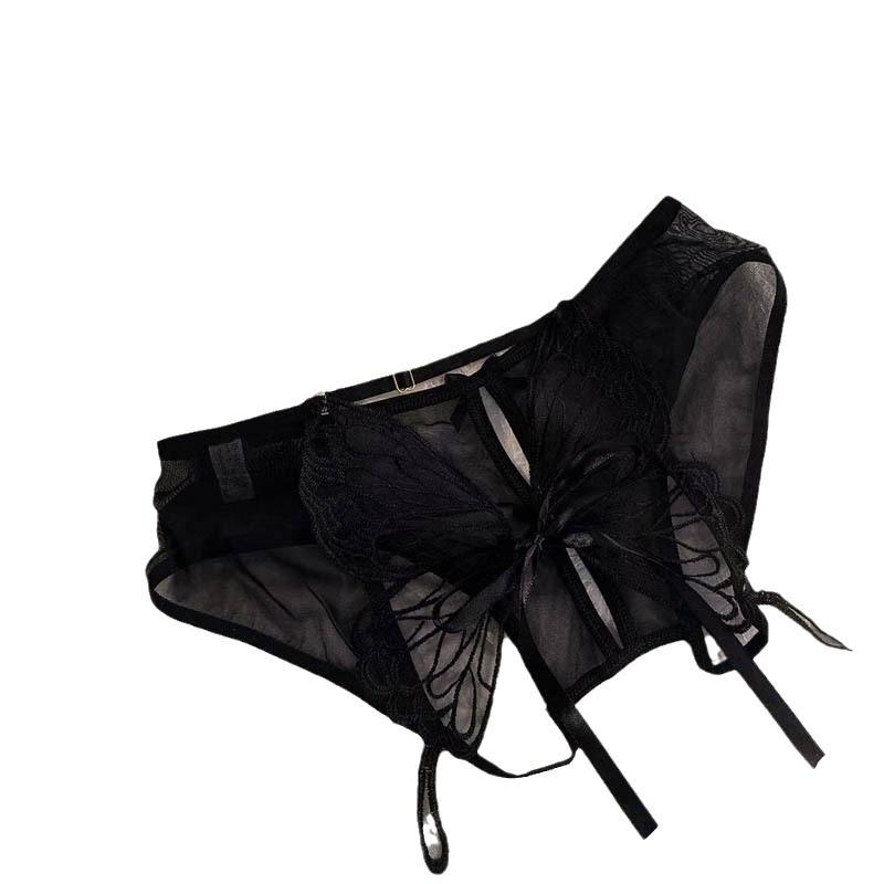 Wandering Butterfly Temptation Low-Rise Mesh Panties with Open Crotch