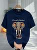 Unisexs Summer Bohemian Style Elephant Pattern Tshirt with Tribal Art Print  Cotton LooseFitting Breathable Short Sleeve
