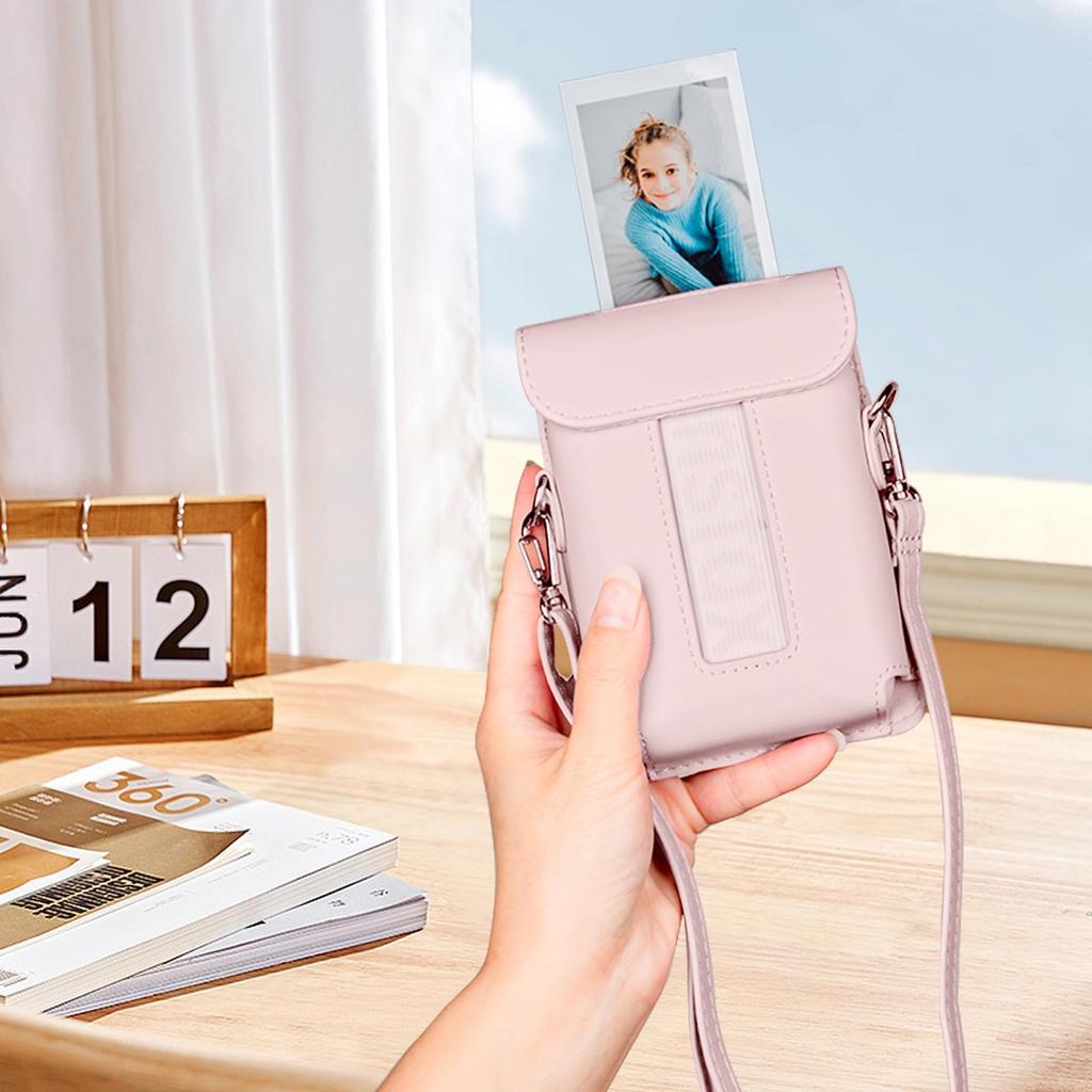 HIYQIN for Smartphone Printer Instax Link3 Instax Mini Link3 Fujifilm Instax Smartphone Printer Mini Link3 Camera Case with Shoulder PU Print with