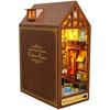 Moin Moin Dollhouse Miniature DIY Kit with LED Light Retro Book Design for Beginners