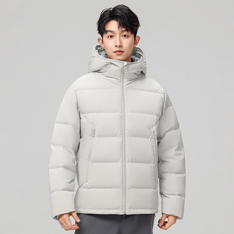 

Мужская модная короткая пуховая куртка с капюшоном - Утепленное зимнее повседневное пальто для улицы XL белый