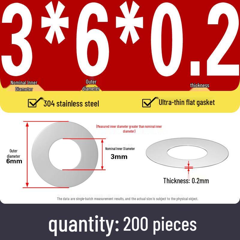 Plochá podložka z nerezové oceli 304 pro nastavení vůle hřídele (0,1/0,2/0,3 mm)