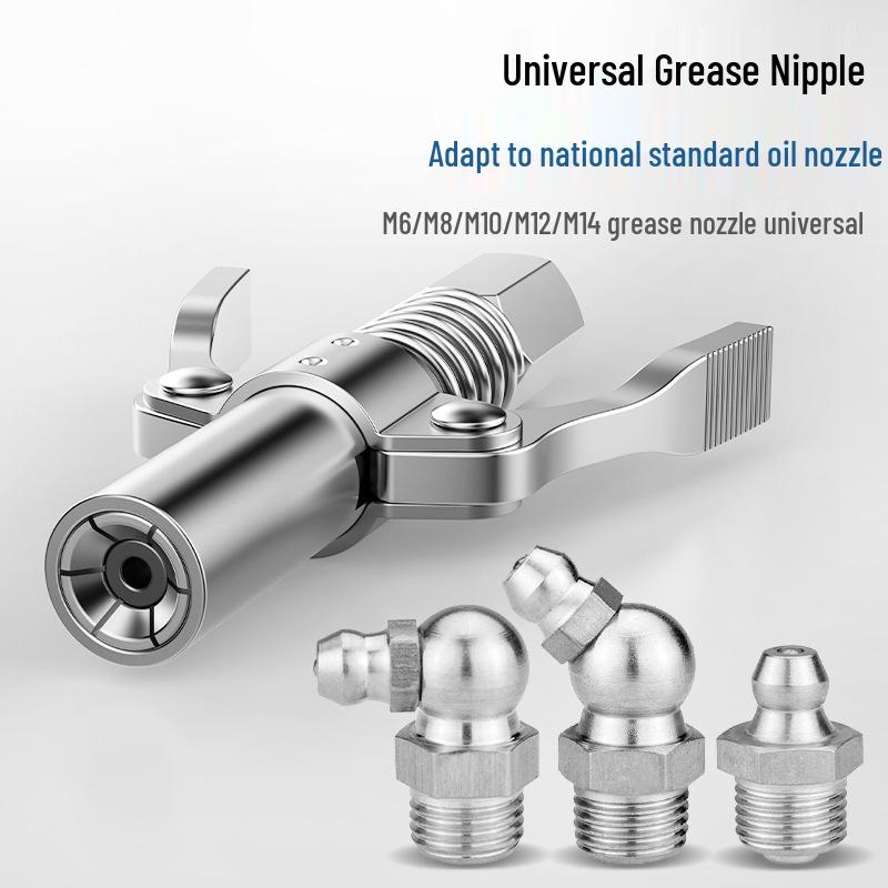 Double Handle Locking Pliers with High Pressure Grease Nipple and Clip-on Nozzle for Manual Grease Gun