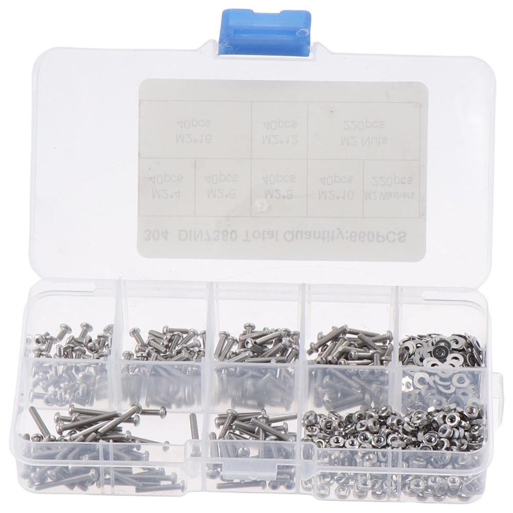 

660Pcs M2 Metric Screw Assortment 4/6/8/10/12/16mm Machine Screws RC Racing Projects