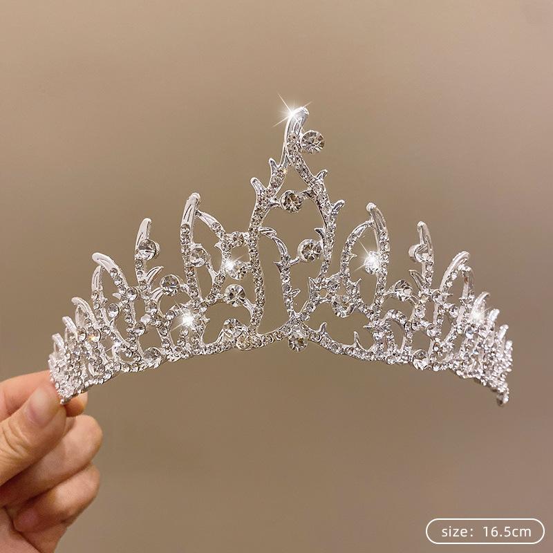 Children's Princess Crown Crystal Tiara Girls Hair Accessories High-end Atmosphere Dance Performance Birthday Gift Crown Bridal