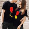 Women Men T-shirt Loose Dress Up Matched Heart Chic Anniversary Couple for Home