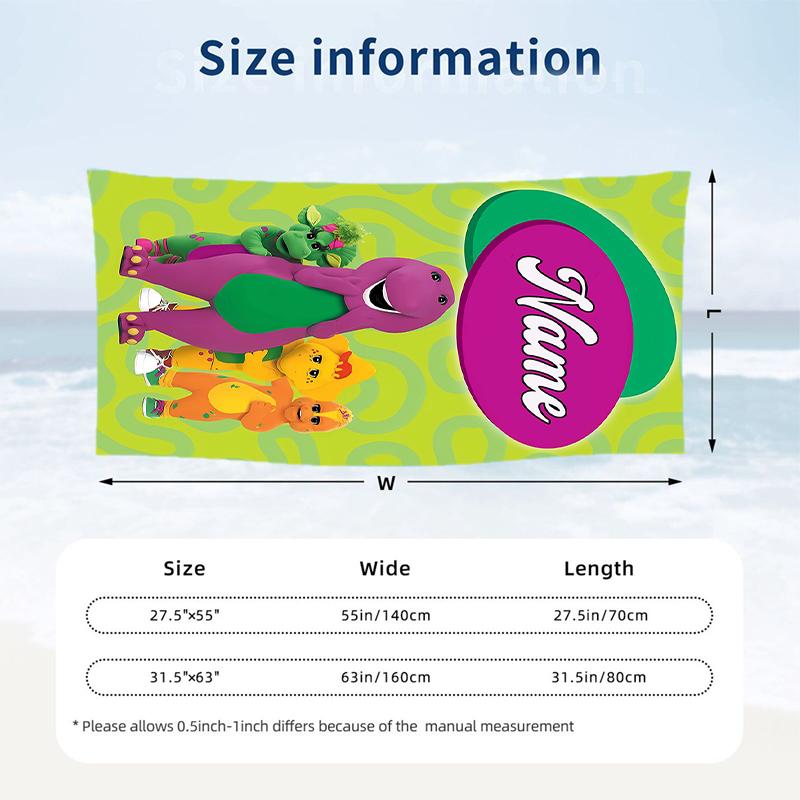 BARNEY Custom Name Printed Beach Towel Personalized Soft Towel For Swimming Beach Travel