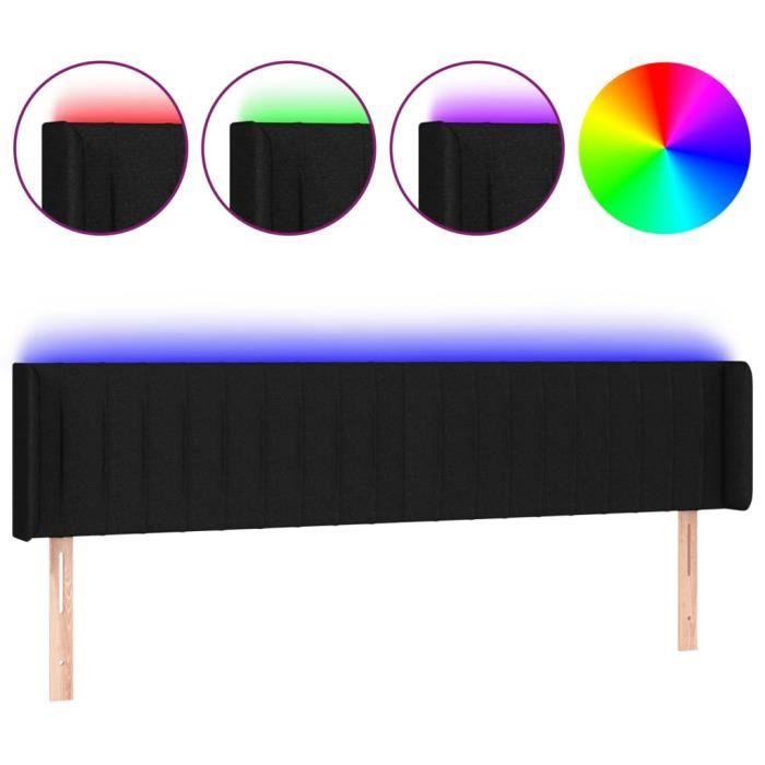 3123498 vidaXL LED Headboard Black 203x16x78-88 Cm Fabric