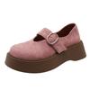 Round Head Brown Retro Platform Small Leather Shoes Women's 2025 New Spring and Autumn Skirt Heightening French Mary Jane Single Shoes
