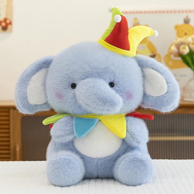 

Original Happy Elephant Clown Hat Plush Toy Doll Doll Doll Machine Exchange Gift Doll 35 cm 0.3 kg