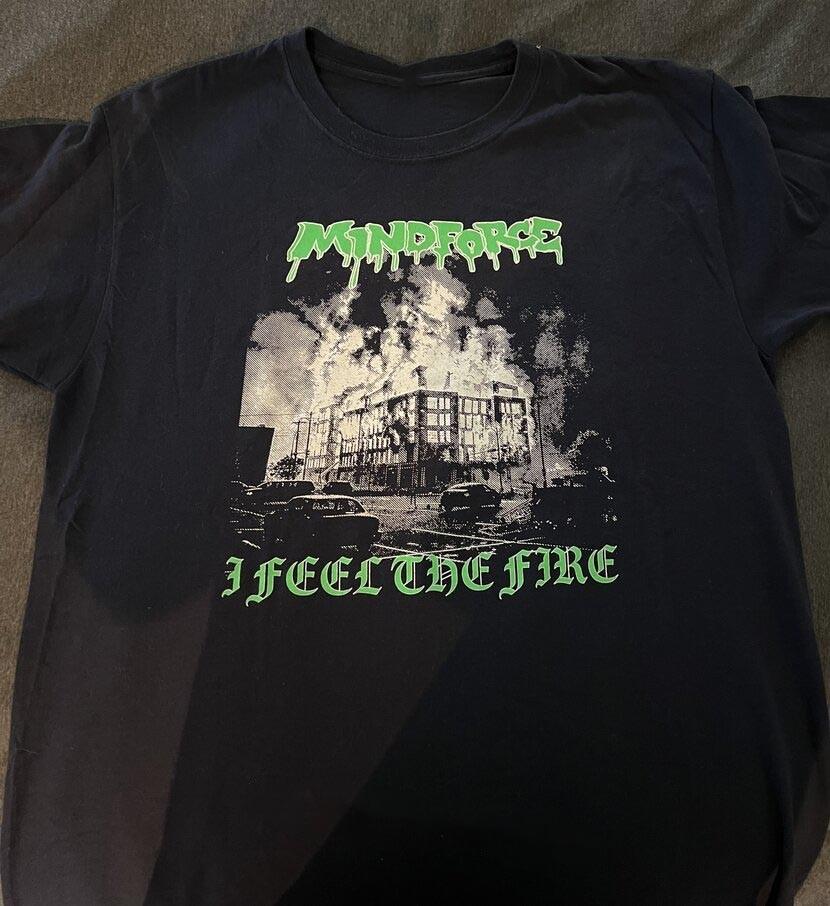 Mindforce Band Album I Feel The Fire Cotton Black T Shirt TR813 M