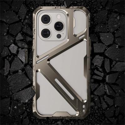 Luxury Titanium Alloy Armor Removable Hollow Phone Case For iPhone 15 14 Pro Max 15Pro Metal Mechanical Shell Shockproof Cover